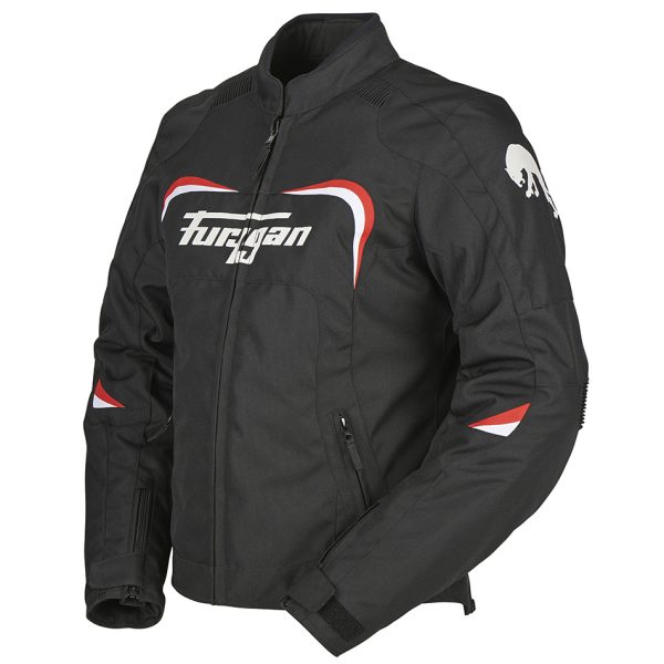 Geaca moto dama CYANE, Furygan Negru alb rosu