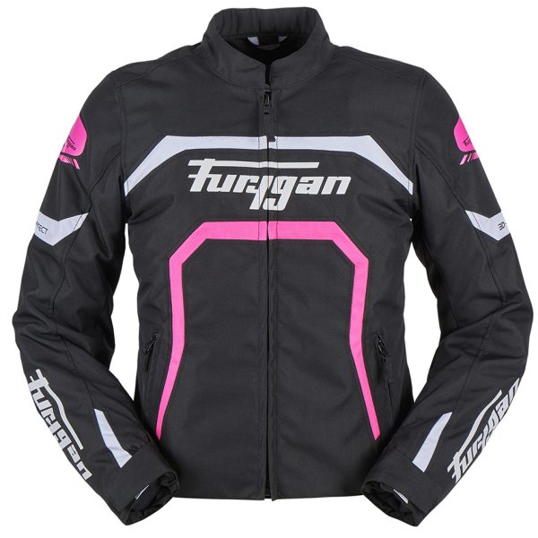 Geaca moto dama, MYSTIC EVO, Furygan negru alb roz