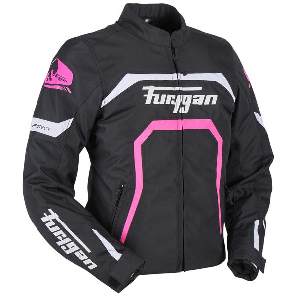 Geaca moto dama, MYSTIC EVO, Furygan negru alb roz
