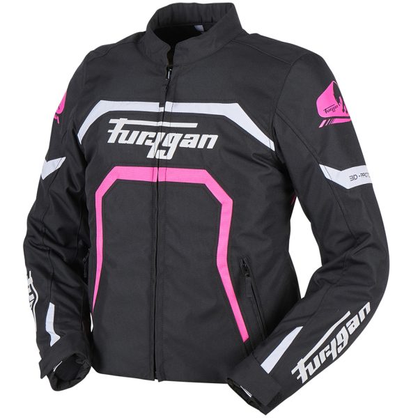 Geaca moto dama, MYSTIC EVO, Furygan negru alb roz