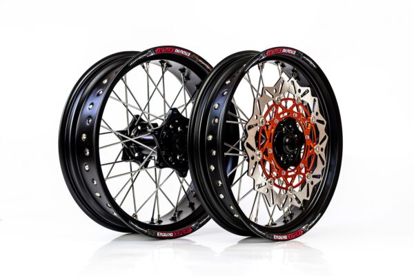 Set roti Supermoto KTM/Husqvarna 17"x3.50 ax 22mm/17"x5.00 ax 20mm black hub Enduro Expert SRS1717BKEE