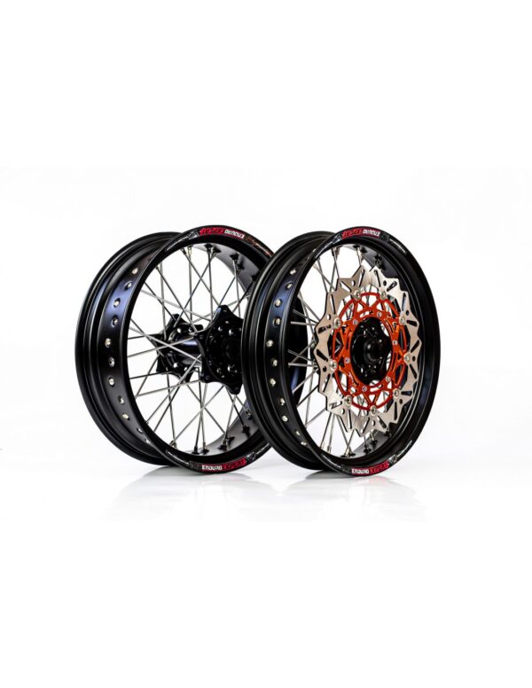 Set roti Supermoto KTM/Husqvarna 17"x3.50 ax 22mm/17"x5.00 ax 20mm black hub Enduro Expert SRS1717BKEE