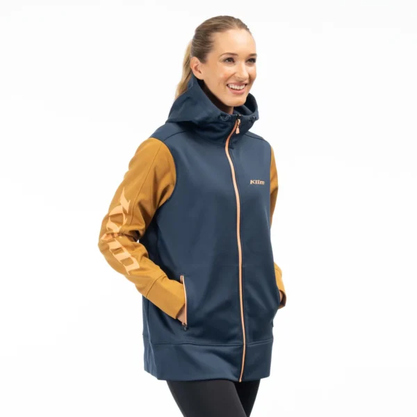 Visita Long Hoodie Dress Blues - Golden Brown
