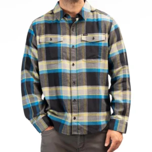 Owen Heavyweight Flannel Shirt Black - Imperial Blue