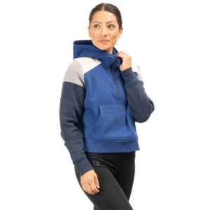 Huntley Pullover 1/4 Zip Crop Hoodie Mazarine Blue - Dress Blues