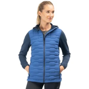 Luna Stretch Down Hybrid Hoodie Mazarine Blue - Dress Blues