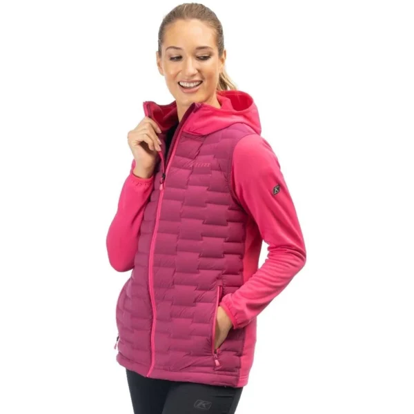 Luna Stretch Down Hybrid Hoodie Raspberry Radiance - Punch Pink