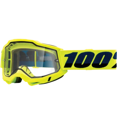 100% ACCURI 2 Enduro Moto Goggle Fluo Yellow - Clear Dual Lens