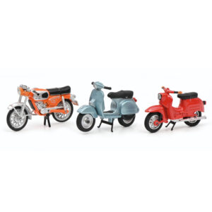 SCHUCO [1:43] - SCHWALBE KR51/1 1968 + ZUNDAPP KS50 1950 + VESPA 150 PX 1978