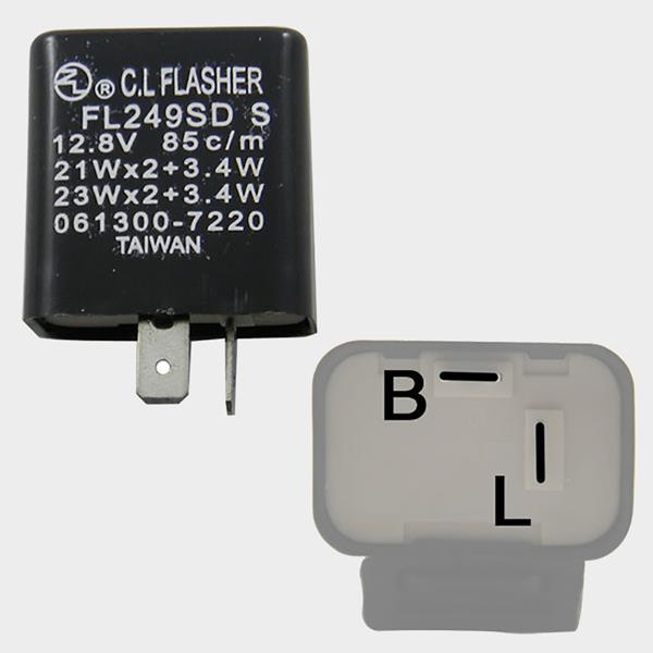 MOTOPRO - Releu semnalizare rectangular cu 2 poli - 12V 21-23W