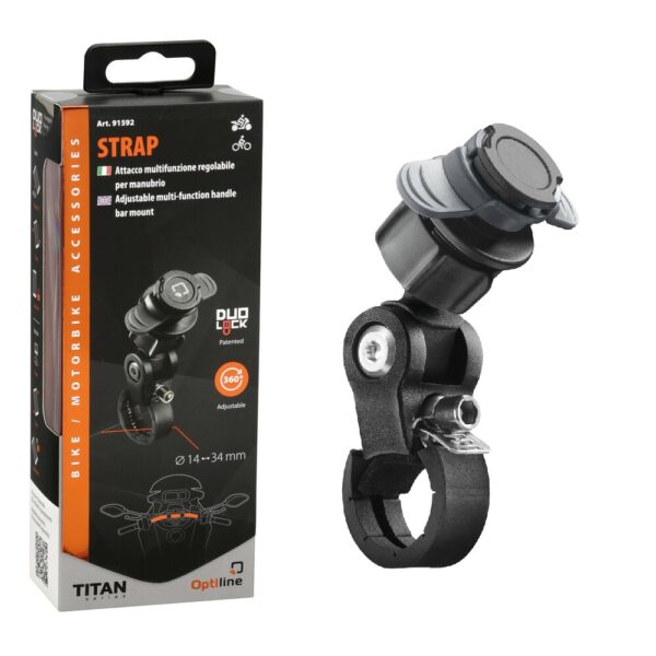 OPTILINE - STRAP inaltator si prindere OPTI-CASE [cu bila] [prindere pe ghidon diam. 14-34mm]