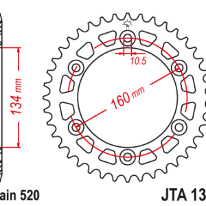 JT - Foaie (spate) Aluminiu JTA1308, 46 dinti - CBR600'01/900'00