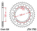 JT - Foaie (spate) Aluminiu JTA1793, 47 dinti - GSXR600/750/1000 '01-