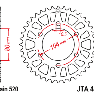 JT - Foaie (spate) Aluminiu JTA478, 41 dinti - ZX6R/6RR/9R/10R
