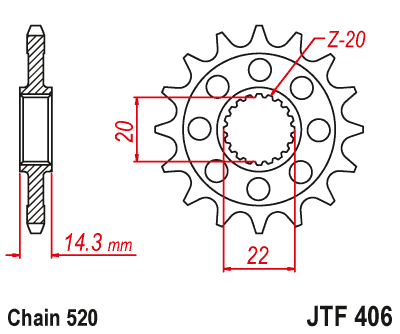 JT - Pinion (fata) JTF406, 16 dinti - BMW G 310GS / G 310R '16-