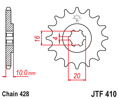 EMGO - Pinion (fata) JTF410, 15 dinti - GZ125 Marauder