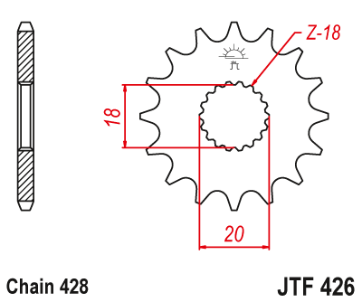 JT - Pinion (fata) JTF426, 14 dinti - GS125 '99-'02