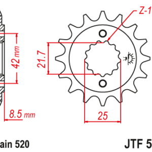 JT - Pinion (fata) JTF512, 17 dinti - KLE500 '97-/ ER-5