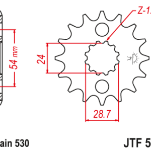 JT - Pinion (fata) JTF517, 17 dinti - GPZ900R/ZZR1100/1200/1400