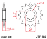 JT - Pinion (fata) JTF580, 16 dinti - FZ6'04-/FZ750/YZF-R7