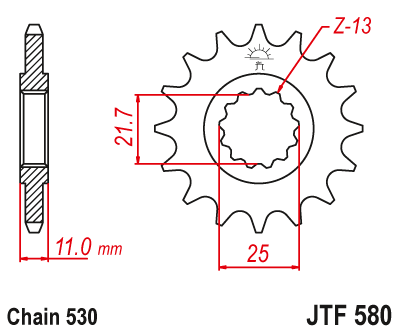 JT - Pinion (fata) JTF580, 16 dinti - FZ6'04-/FZ750/YZF-R7