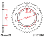 JT - Foaie (spate) JTR1067, 52 dinti - Hyosung GT125