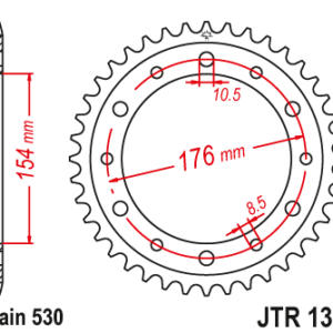 JT - Foaie (spate) JTR1340, 43 dinti - VFR 750FL/FM'90-/VFR800