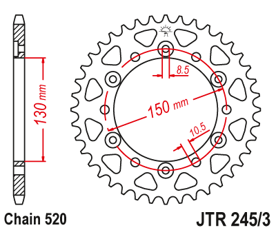 JT - Foaie (spate) JTR245/3, 45 dinti - NX500Dominator '95-