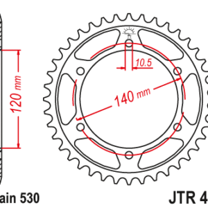 JT - Foaie (spate) JTR499, 48 dinti - ZZR500/600 '93-04
