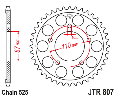 JT - Foaie (spate) JTR807, 45 dinti - SV650 '99