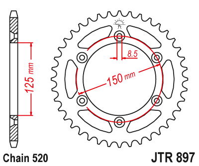 JT - Foaie (spate) JTR897, 50 dinti - KTM Duke / LC4 / EGSE