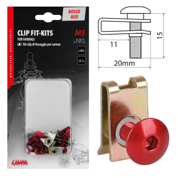 LAMPA - Clip Fit-Kits for fairings (5 MA) - 10 pcs - Red