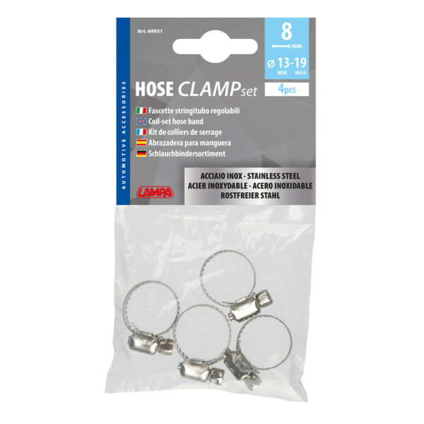 LAMPA - Coliere rotunde inox, 8mm, diam. 13-19mm, 4 buc.