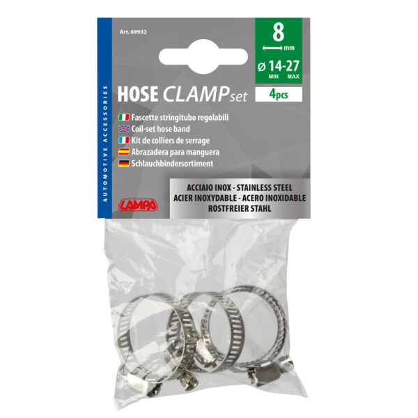 LAMPA - Coliere rotunde inox, 8mm, diam. 14-27mm, 4 buc.