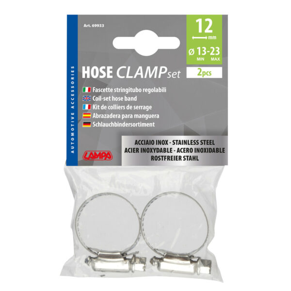 LAMPA - Coliere rotunde inox, 12mm, diam. 13-23mm, 2 buc.