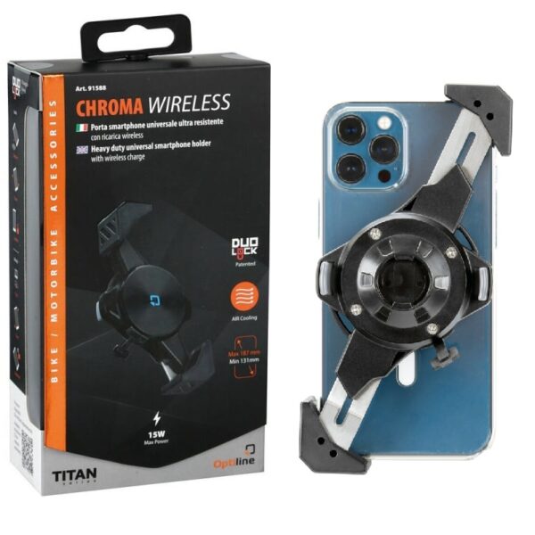 OPTILINE - CHROMA WIRELESS suport universal smartphone [diagonala131-186mm] [cu adaptoare 4 de grosime] <br>Se foloseste in combinatie cu price prindere DUO LOCK OPTICASE!