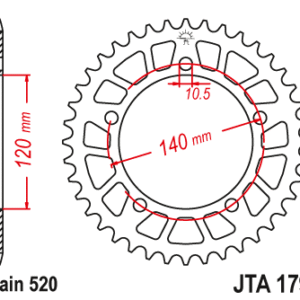 JT - Foaie (spate) Aluminiu JTA1793, 47 dinti - GSXR600/750/1000 '01-