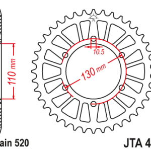 JT - Foaie (spate) Aluminiu JTA486, 47 dinti - R6'03-/R1 520