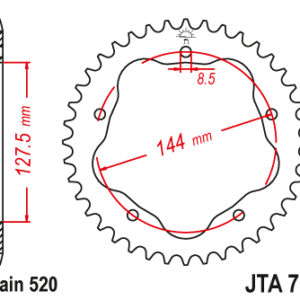 JT - Foaie (spate) Aluminiu JTA751, 42 dinti - Ducati - cu Adaptor 110-002 Lant 520