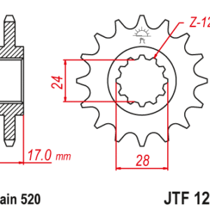 JT - Pinion (fata) JTF1295, 14 dinti - CBR600F -'98 Kette520