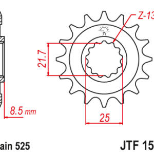 JT - Pinion (fata) JTF1537, 16 dinti - ZX-9R'02-/Z1000'03-06