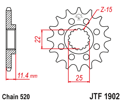 EMGO - Pinion (fata) JTF1902, 17 dinti - KTM Duke620/640LC4/SMC625/660
