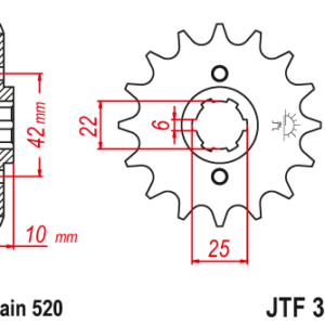 JT - Pinion (fata) JTF306, 15 dinti - NX500/650Dom'-88