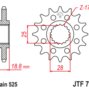 JT - Pinion (fata) JTF704, 16 dinti - Apr1000RSV/SL/RST'01-/F800GS