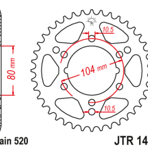 JT - Foaie (spate) JTR1478, 40 dinti - ZX-6R/ZX-6RR/ZX-636 '03-'04