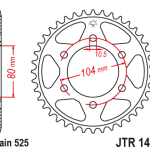 JT - Foaie (spate) JTR1489, 42 dinti - ZX-7RR/Z1000'03-06