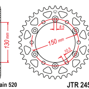 JT - Foaie (spate) JTR245/3, 45 dinti - NX500Dominator '95-