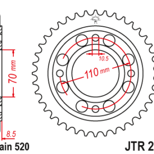 JT - Foaie (spate) JTR247, 36 dinti - CB400NB/C, CM400T 4-Loch 520