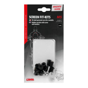 LAMPA - Screen Fit-Kits, rubber nut kits with screw and washers (5 MA) - 10 pcs - Silver
