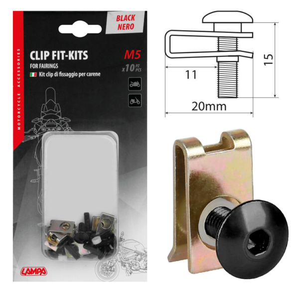 LAMPA - Clip Fit-Kits for fairings (5 MA) - 10 pcs - Black